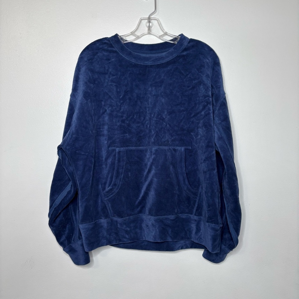 Free People We The Free Preston Velour Pullover XS Blue - Picture 2 of 7